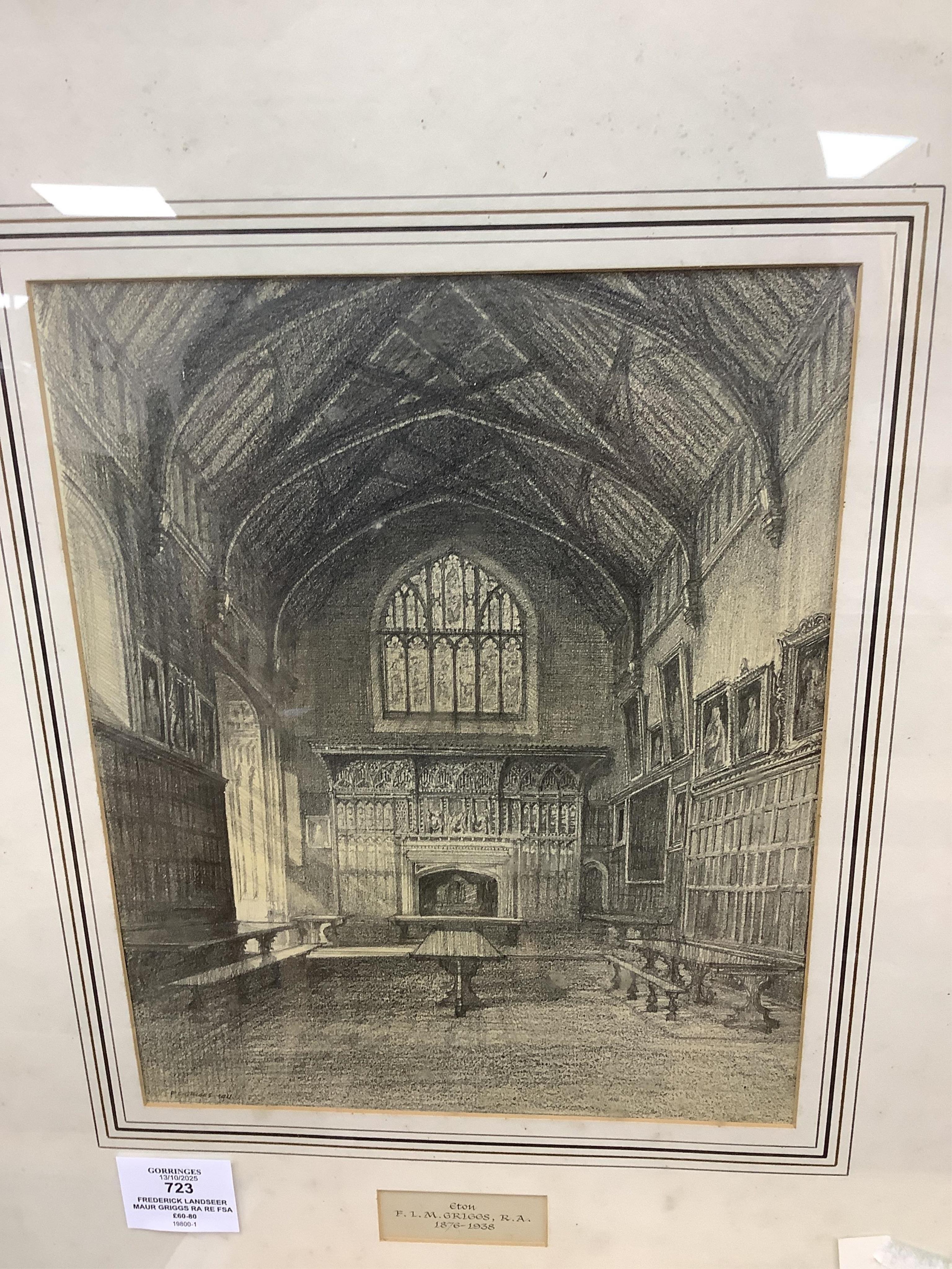 Frederick Landseer Maur Griggs RA RE FSA (1876-1938), ‘Eton’, signed lower right, NA702 stencil verso, pencil study, 26 x 22cm